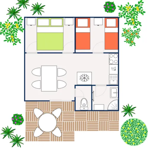 Location - Chalet Club - 34M² - 2 Chambres - image n°2 - Camping Le Chamadou