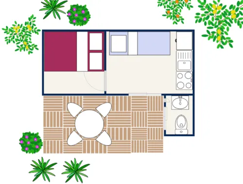 Location - Chalet Borie - 21M² - 1 Chambre - image n°2 - Camping Le Chamadou