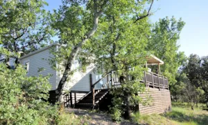 Locatif - Cottage “CHÊNE” - 2 Schlafzimmer - PRESTIGE-Reihe - Camping L'Ombrage