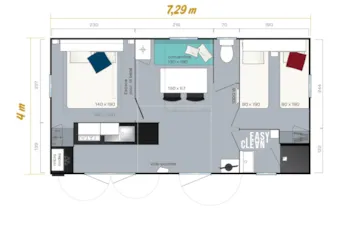 Mietunterkunft - Mobil Home Riviera (2 Adultes 3 Enfants Ou 4 Adultes Sans Enfant) - Camping Paradis Parc Bellevue