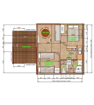 COMFORT Chalet 35 m² (2 bedrooms) + sheltered terrace - adapted to the people with reduced mobility