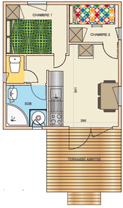 Chalet COMFORT+ 24 m² (2 bedrooms) + Covered terrace