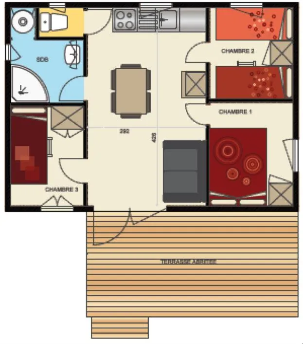 Chalet Confort+ 35 M² (3 Chambres) + Terrasse Couverte