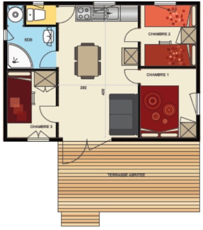 Chalet COMFORT+ 35 m² (3 bedrooms) + Covered terrace