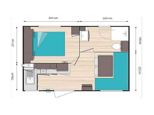Mobil-Home Confort Twin 19M² (1 Chambre) Avec Terrasse 12M²- Tv Incluse + Climatisation