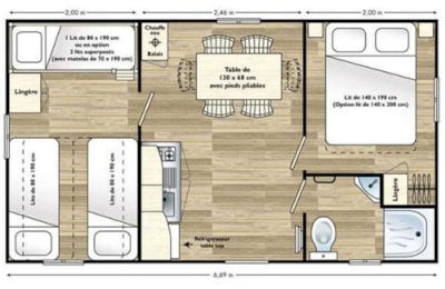 Mobil-home Confort HOLIDAY 25m² (2 Bedrooms) - Covered terrace  + TV — 10