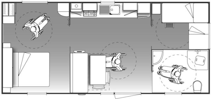Mobil-Home Confort + Life Pmr 32M²+Tv Incluse (2 Chambres) - Terrasse Couverte  - Clim