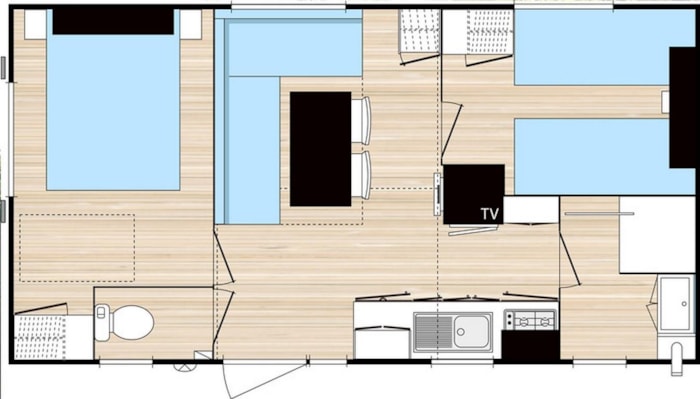 Mobil-Home Confort + Family  27M² (2 Chambres) - Terrasse Couverte Tv Incluse -  Clim
