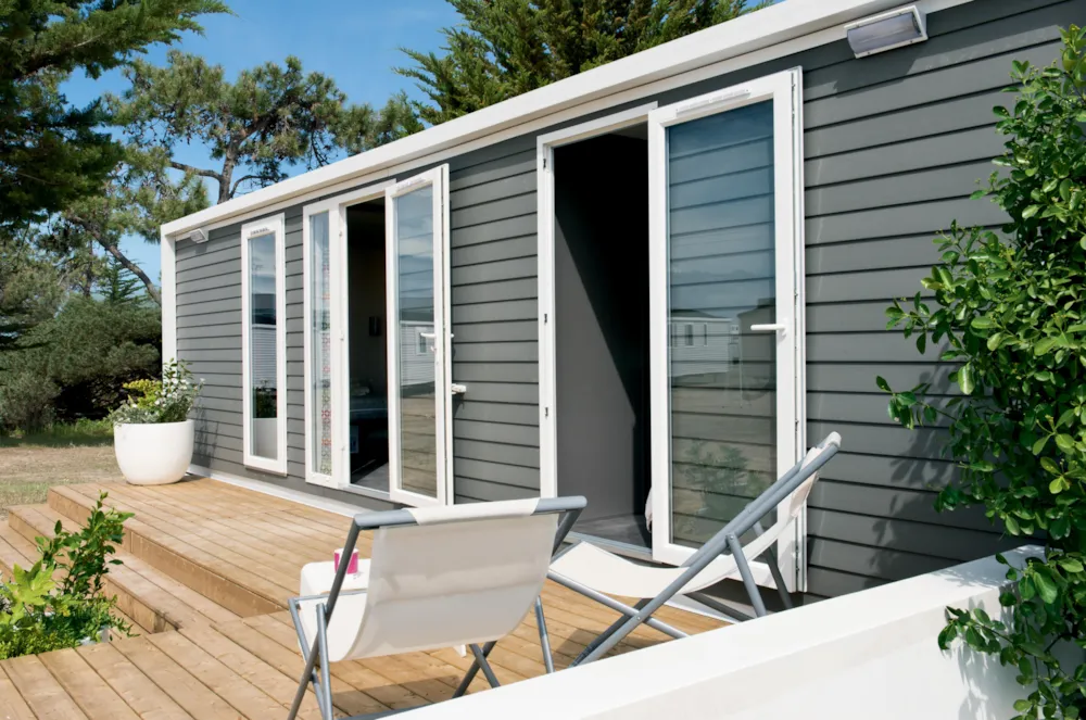 Mobil-home PRESTIGE 33m² (2 Camere - veranda coperta - 2 bagni) + TV + Lavastoviglie + aria condizionata