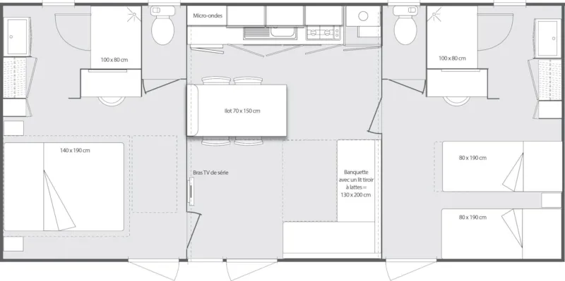 Mobil-Home Prestige 33M² (2 Chambres) - 2 Salles De Bains  Climatise / Lave Vaisselle / Tv  Incluse Dans Chaque Chambre - Terrasse Couverte