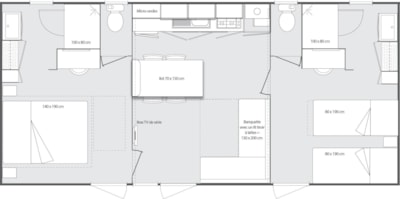 Mobil-home PRESTIGE 33m² (2 Bedrooms - Covered terrace - 2 bathrooms) + TV + Dish washer + Air conditioning — 5