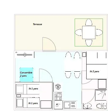 Chalet Confort + 27M² Climatisé (2 Chambres)/ Lave Vaisselle / Tv  Incluse / Climatisation- Terrasse Couverte