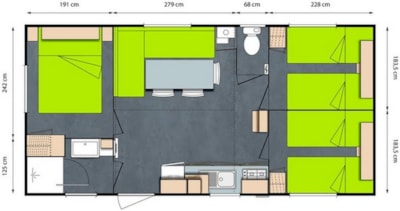 Mobil-home Confort TRIBU 32m² air-conditioning (3 Bedrooms - Covered terrace ) INCLUDED TV — 8