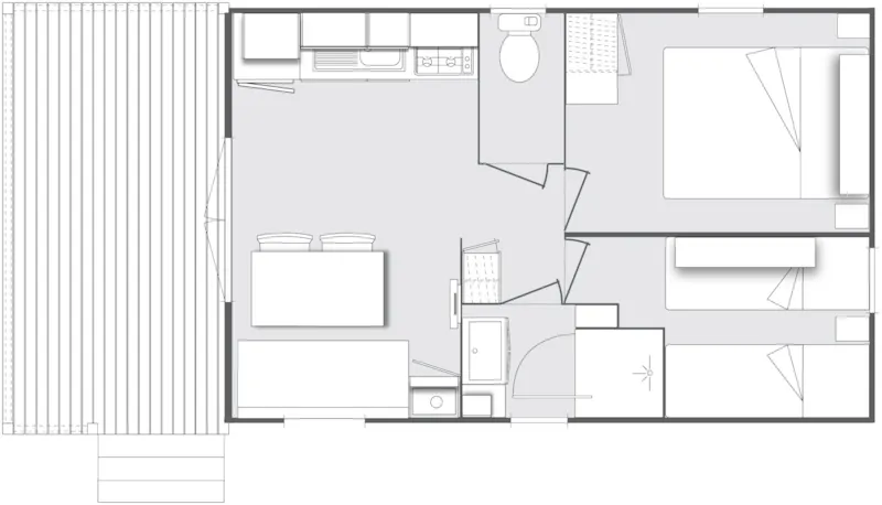 Mobil-Home Confort + Evasion 30M² (2 Chambres) - Terrasse Couverte Comprise + Tv + Climatisation