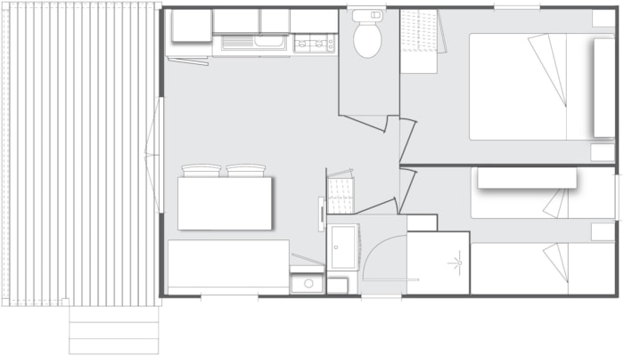 Mobil-Home Confort + Evasion 30M² (2 Chambres) - Terrasse Couverte Comprise + Tv + Climatisation