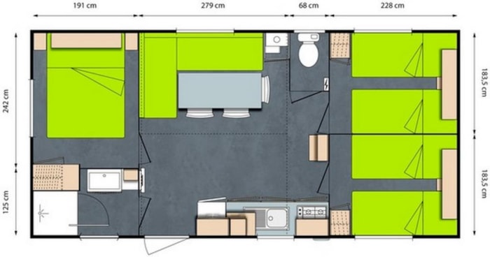 Mobil-Home Confort Tribu 32M² Climatise (3 Chambres) - Terrasse Couverte  Tv Incluse Arv/Départ Dimanche