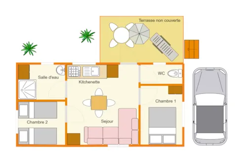 Accommodation - Mobile Home (With Sanitary Facilities) Air-Conditioned - image n°3 - Camping Ibie