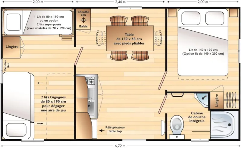 Mobil-Home 2 Chambres Domino Avec Climatisation