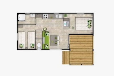 Mobil-Home MALAGA 4pers. 2 ch. climatisé