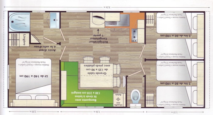 Mh Gamme Espace 3 Chambres 28/30M2 6 Personnes