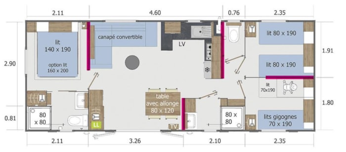 Mh Gamme Espace 3 Chambres Residentiel  34/36 M2 (Clim)