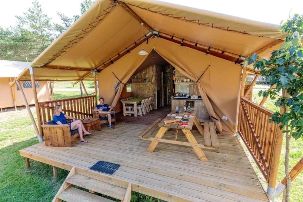 Tente Lodge 38m² - 4 Erwachsene + 2 Kinder - überdachte Terrasse 16m²