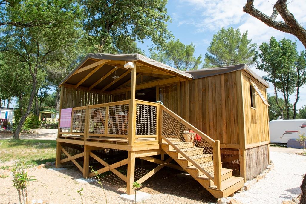 Location - Cabane Lodge Cosy Flower Premium 27 M² (2 Chambres)Avec Tv Et Transats : 2 Adultes + 3 Enfants - Camping Le Provençal