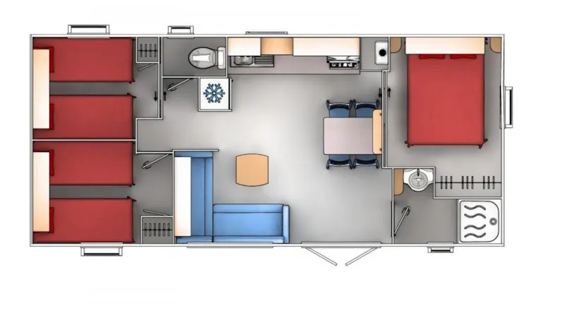 Mobil-Home Confort 6P (35M²) Avec Terrasse Couverte, Climatisé