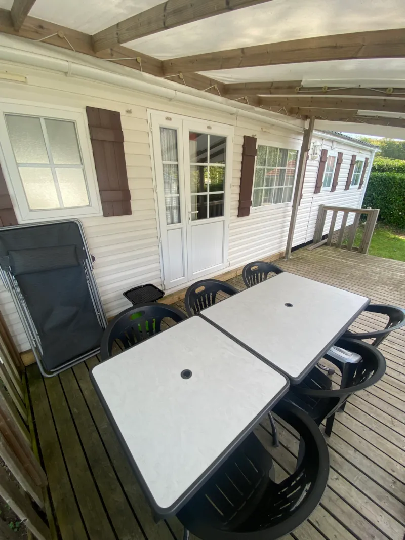 Mobil-Home Premium 6P Avec Terrasse Couverte, 3 Chambres, Climatisé, Lave-Vaisselle, Tv