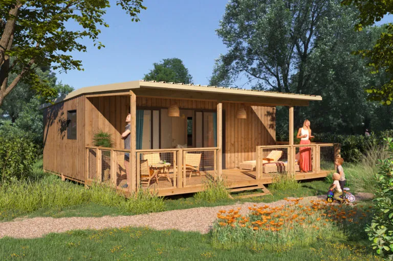 Chalet Premium (35M²)  5 Pers, 2 Chbres, Clim, Tv, Lave-Vaisselle, Lit Queen Size