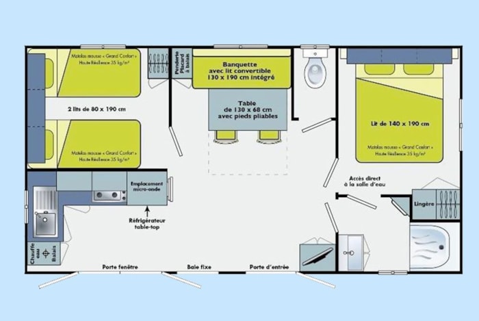 Mobil Home 2 Chambres Confort - Forfait  Curiste 21 Nuits