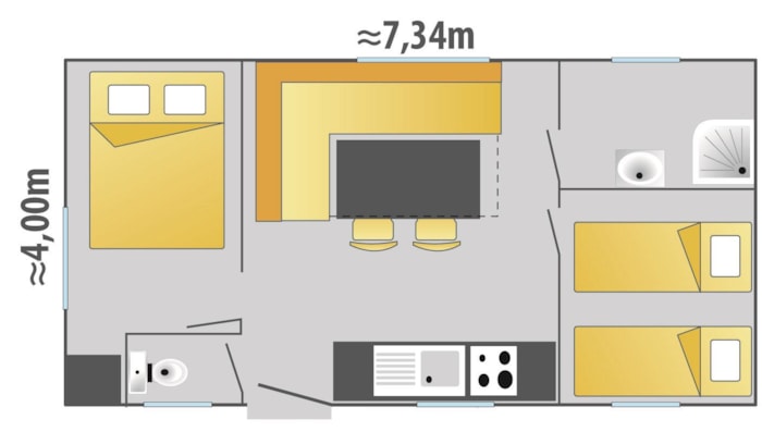 Mobile-Home 28M² + Terrasse Bois Couverte 12M²