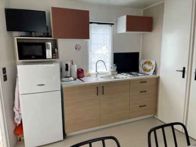 Mobile-home 25m² (IRM LOGGIA 2021) + 8m² semi-covered wooden terrace — 2