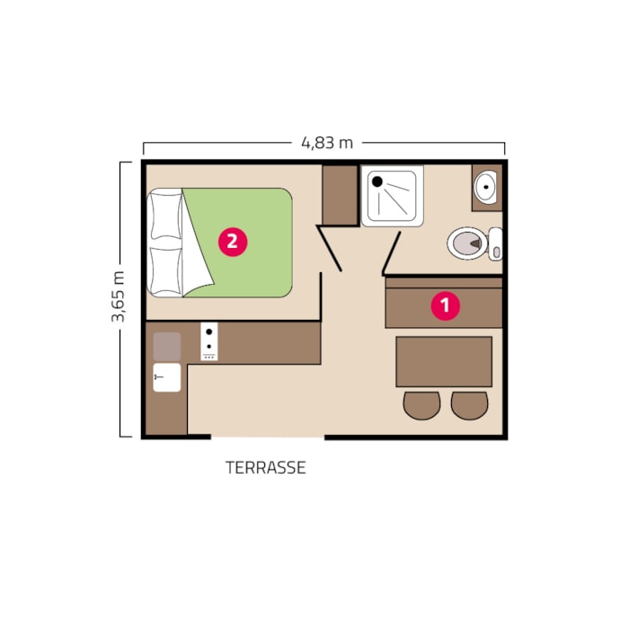 Mobil-Home Vénus - 18 M² - 1 Chambre