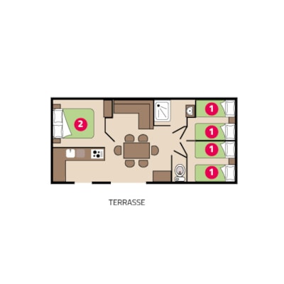 Air-conditioned mobile home Trio - 33 m² - 3 bedrooms