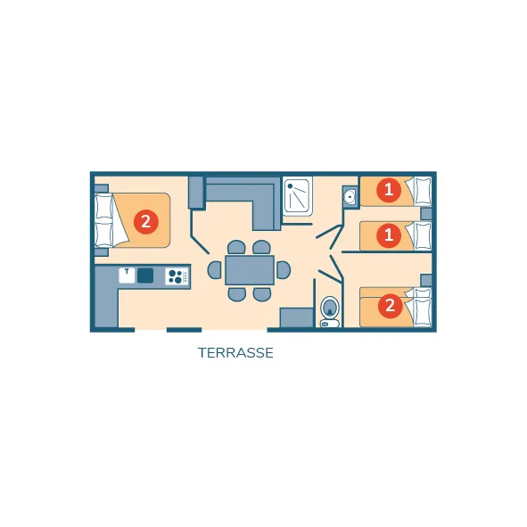 Mobile-Home Famille - 29M2 - 3  Chambres