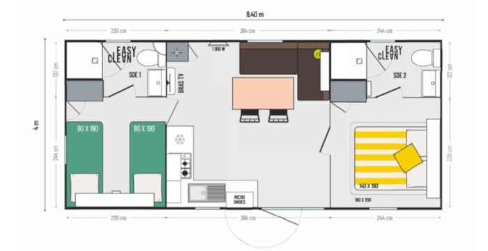 Mobile Home Aqua 2 -2 Chambres - 2 Sdb + Climatisation