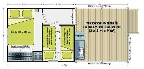 Mobil-Home Eco Sans Sanitaire 2 Chambres