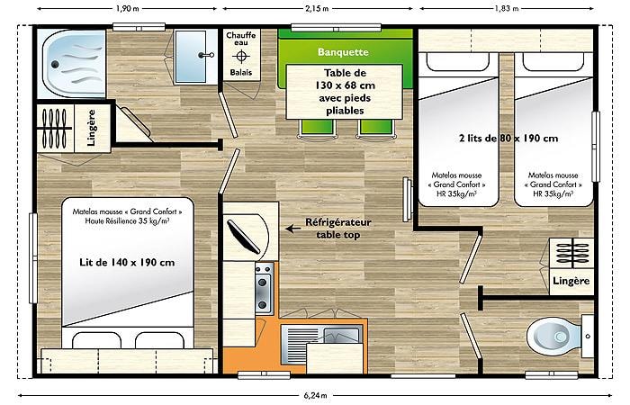 Mobil Home Confort + 24M² (2 Chambres)