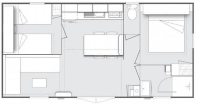 Premium mobile home, 30 m², 2 bedrooms, near the lake or with countryside view