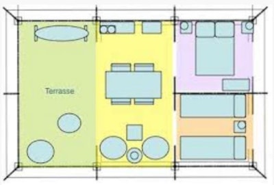 LODGE 34 m², 2 bedrooms, without sanitary facilities