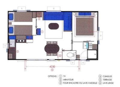Premium mobile home, 30 m², 2 bedrooms, near the lake or with countryside view