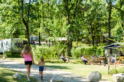 XL nature pitch, +/- 100 m², shaded and semi-shaded (for tents or camper vans)