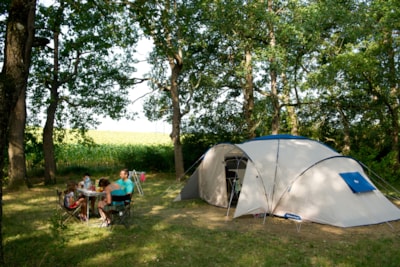XL nature pitch, +/- 100 m², shaded and semi-shaded (for tents or camper vans)