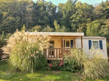 Mietunterkunft - Mobilheim Lodge Normand  27M² / 3 Zimmer - Terrasse - CAMPING DE LA ROUVRE