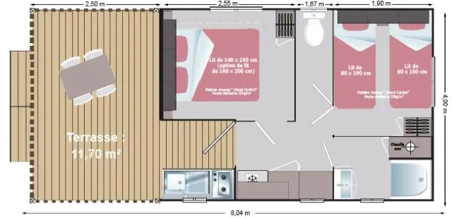 Mobilodge 2 Chambres - Terrasse Couverte