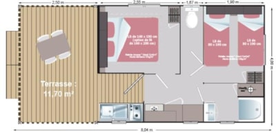 Mobilodge - 2 bedrooms - sheltered terrace