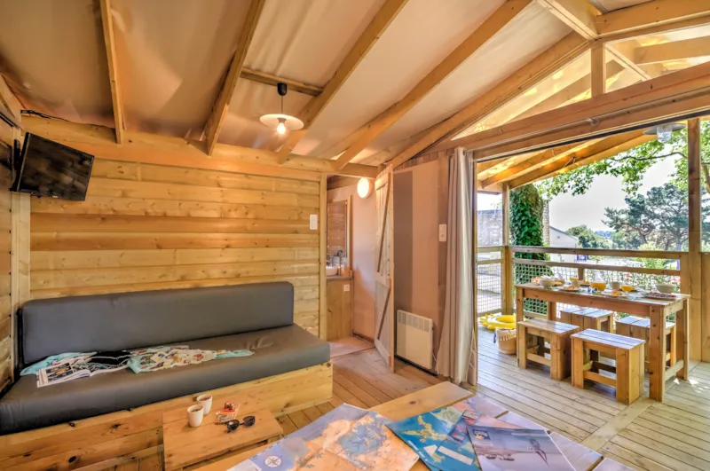 Cabane Lodge Cosyflower Premium 38M² (2 Chambres) Dont Terrasse Couverte 10M² + Tv + Draps Inclus