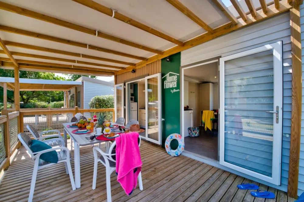 Location - Homeflower Premium 29M2 (2Chambres) + Terrasse + Lave-Vaisselle + Tv + Draps Inclus 4/5Pers. - Flower Camping Le Conleau