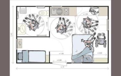 Standard Chalet 24m² Wheelchair friendly  (1 bedroom) + covered terrace